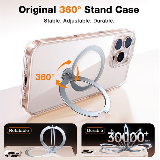 TORRAS Ostand Q3 Spin Series For iPhone 16 Pro Max Case Compatible with MagSafe Rotating Kickstand PC+TPU Phone Cover