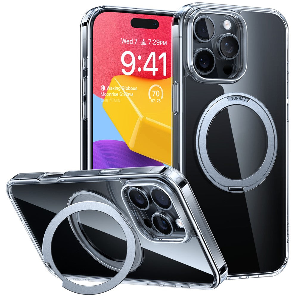 TORRAS Ostand O1 Guardian Series for iPhone 16 Pro Case Rotating Kickstand TPU+PC Phone Cover Compatible with MagSafe