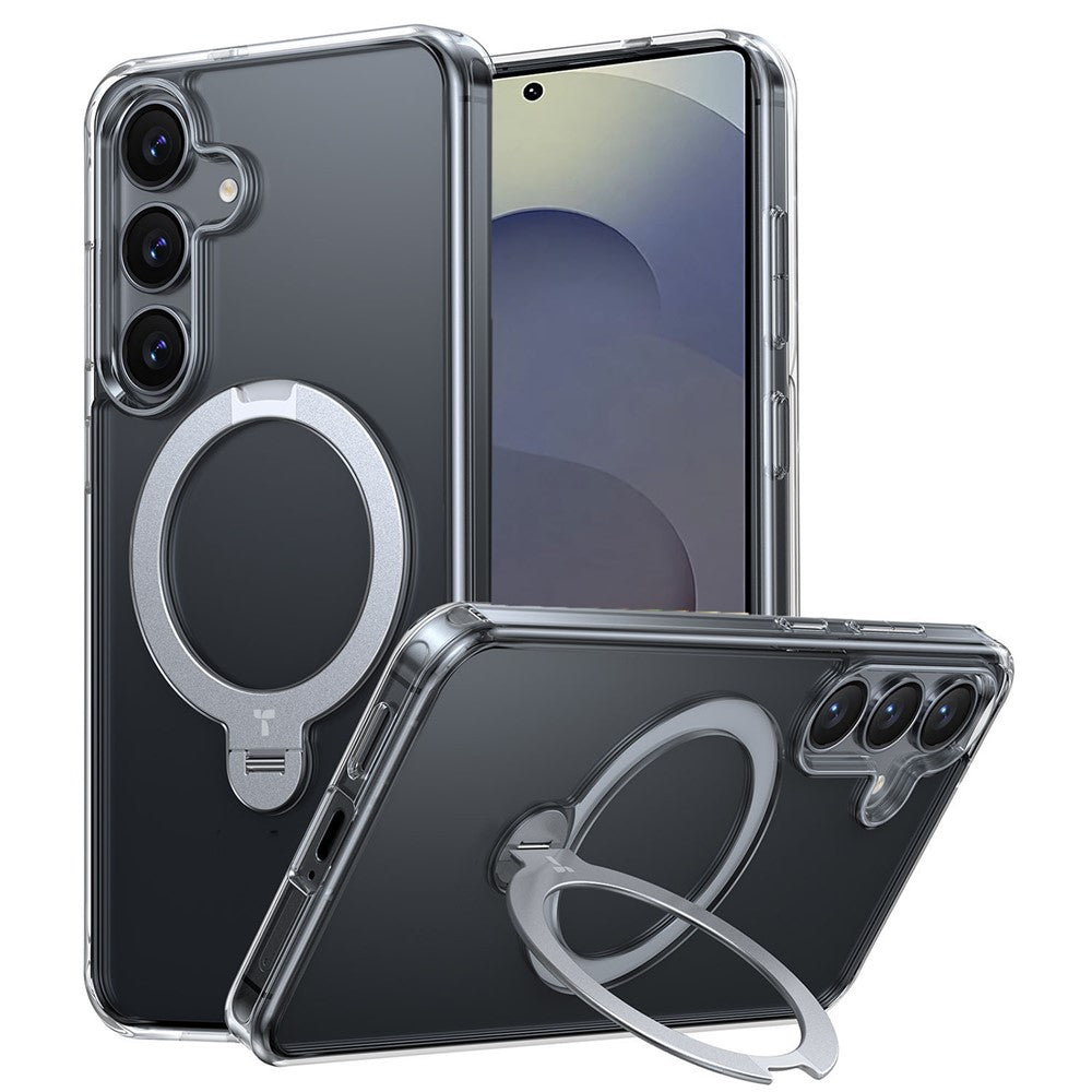 TORRAS Ostand Q3 Spin Series For Samsung Galaxy S25 Case Compatible with MagSafe Rotating Kickstand PC+TPU Phone Cover