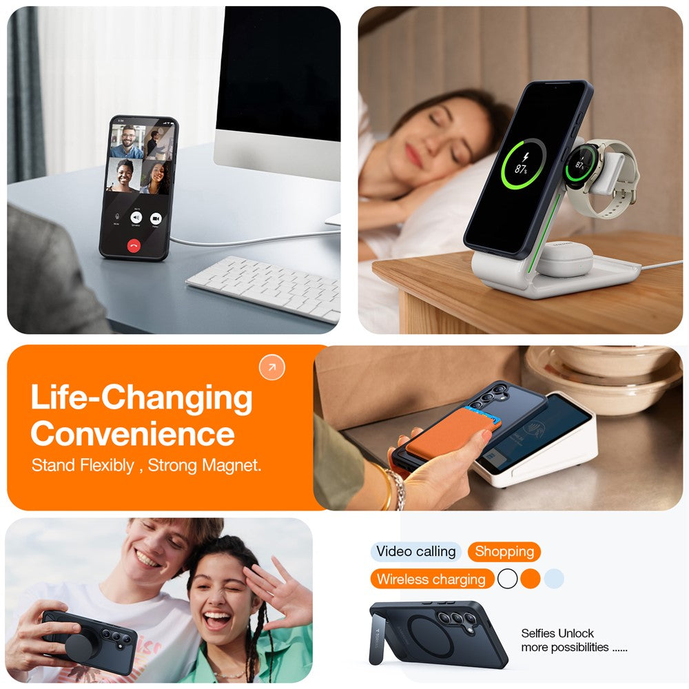 TORRAS Ostand L1 Series For Samsung Galaxy S25+ Case Kickstand TPU+PC Phone Cover Compatible with MagSafe