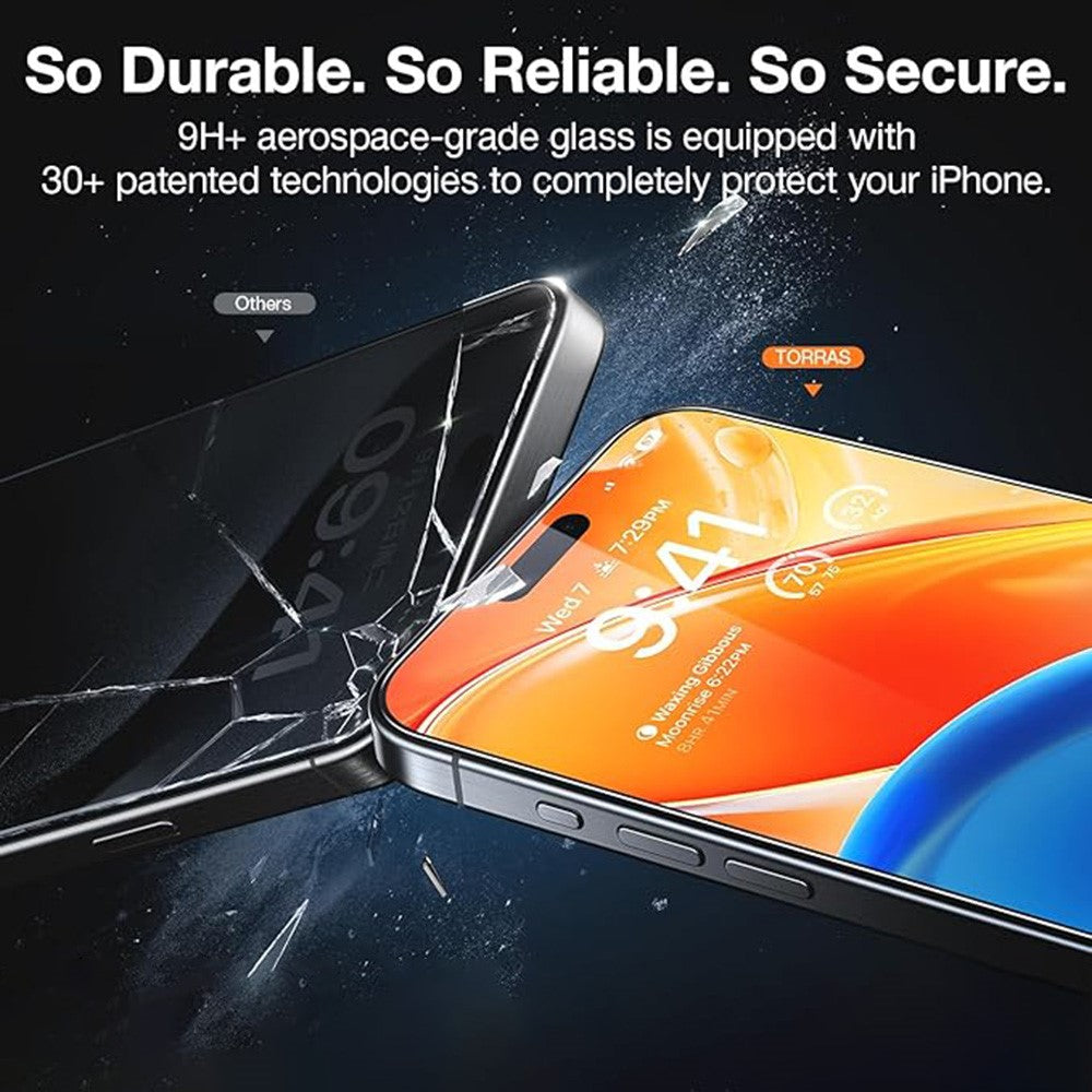 TORRAS Glassgo For iPhone 15 Pro Max Screen Protector Tempered Glass HD Film with Automatic Dust Removal Tool