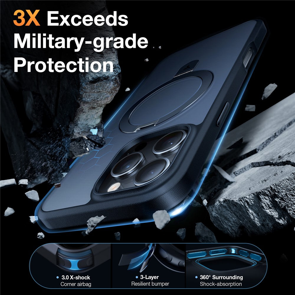 TORRAS Ostand Q1 Guardian Series for iPhone 16 Pro Case Compatible with MagSafe Kickstand TPU+PC Phone Cover