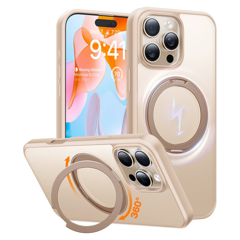 TORRAS Ostand O1 Guardian Series for iPhone 16 Pro Case Rotating Kickstand TPU+PC Phone Cover Compatible with MagSafe