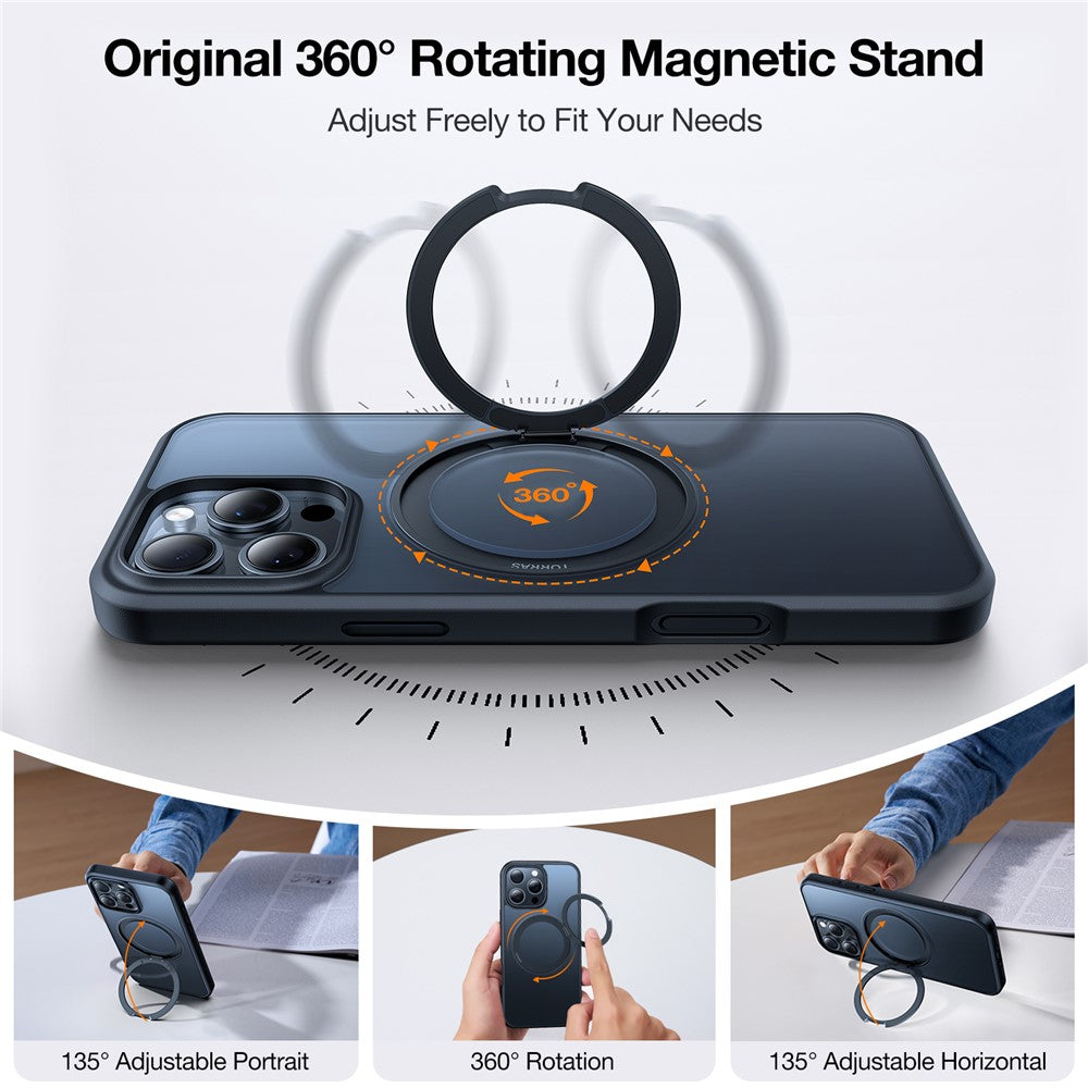 TORRAS Ostand O1 Guardian Series for iPhone 16 Pro Max Case Rotating Kickstand TPU+PC Phone Cover Compatible with MagSafe