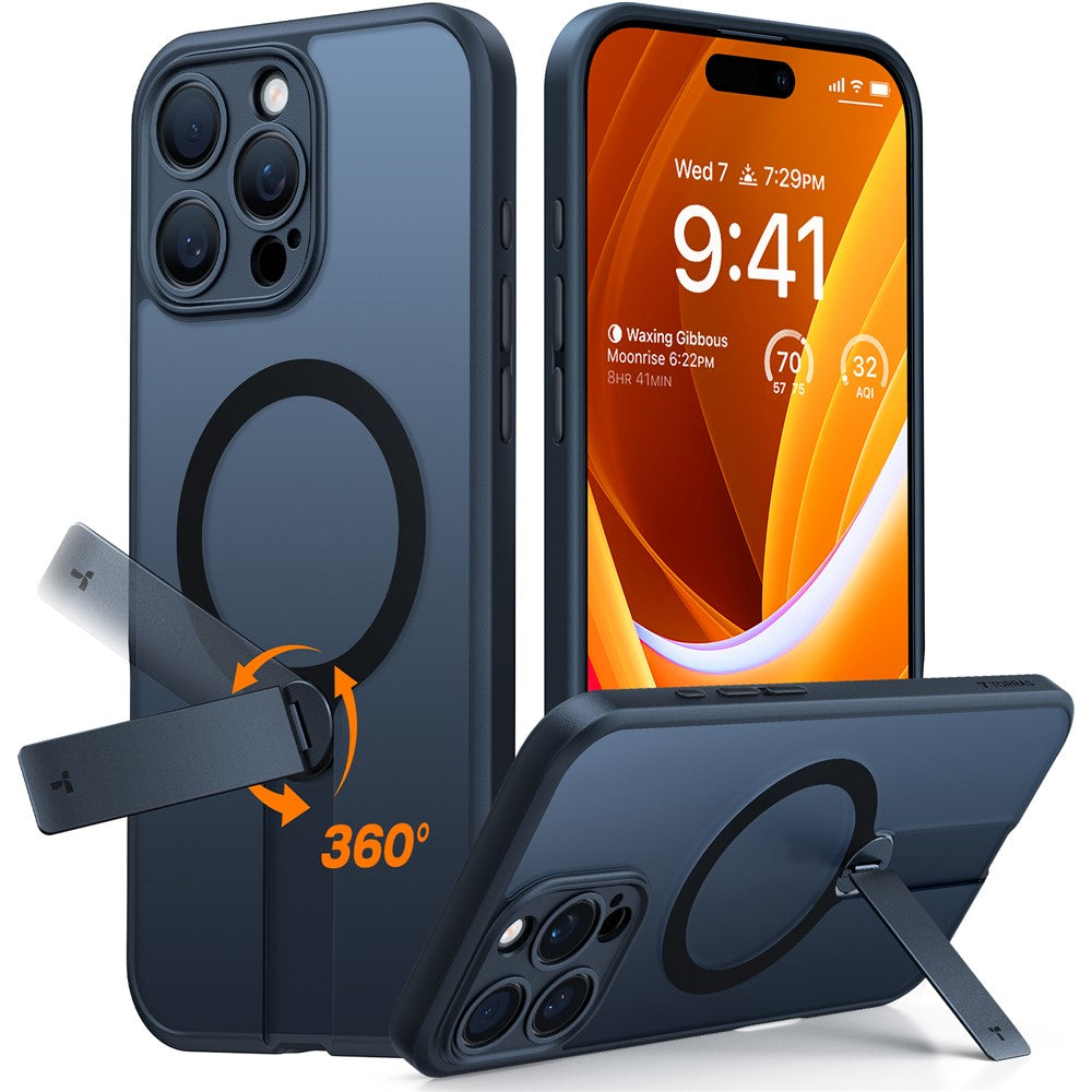 TORRAS Pstand Spin Series For iPhone 16 Pro Max Case Compatible with MagSafe Rotating Kickstand TPU+PC Phone Cover