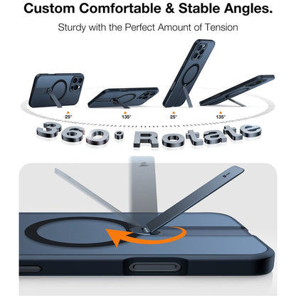 TORRAS Pstand Spin Series For iPhone 16 Pro Max Case Compatible with MagSafe Rotating Kickstand TPU+PC Phone Cover