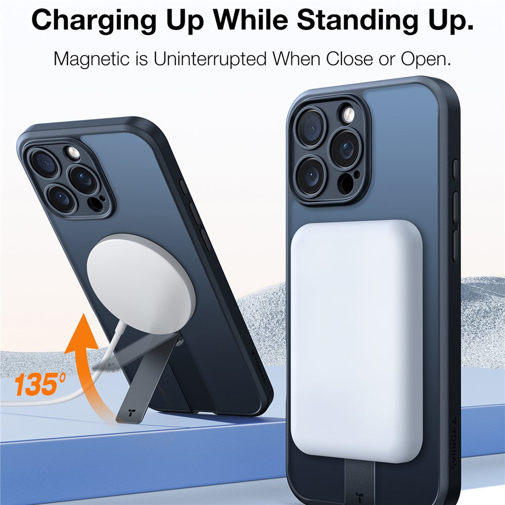TORRAS Pstand Spin Series For iPhone 16 Pro Max Case Compatible with MagSafe Rotating Kickstand TPU+PC Phone Cover