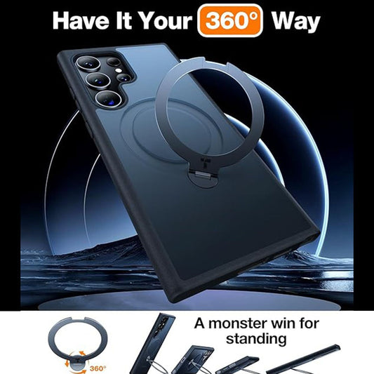 TORRAS Ostand Q3 Spin Series For Samsung Galaxy S24 Ultra Case Magnetic Kickstand PC + TPU Phone Cover