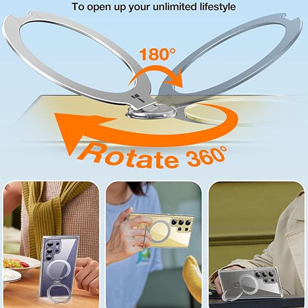 TORRAS Ostand Q3 Spin Series For Samsung Galaxy S24 Ultra Case Magnetic Kickstand PC + TPU Phone Cover