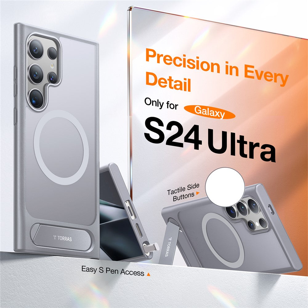 TORRAS Ostand L1 Series For Samsung Galaxy S24 Ultra Case Kickstand TPU+PC Phone Cover Compatible with MagSafe