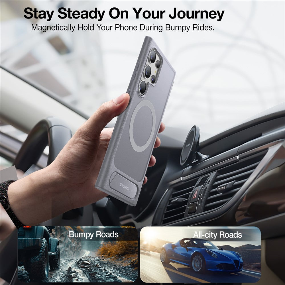 TORRAS Ostand L1 Series For Samsung Galaxy S24 Ultra Case Kickstand TPU+PC Phone Cover Compatible with MagSafe