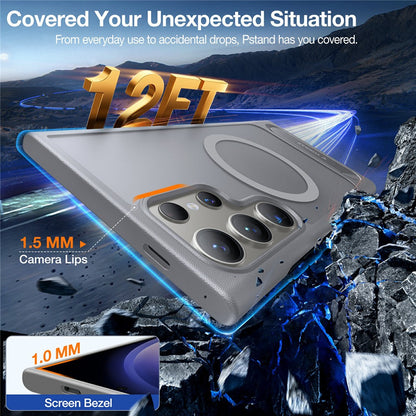 TORRAS Ostand L1 Series For Samsung Galaxy S24 Ultra Case Kickstand TPU+PC Phone Cover Compatible with MagSafe