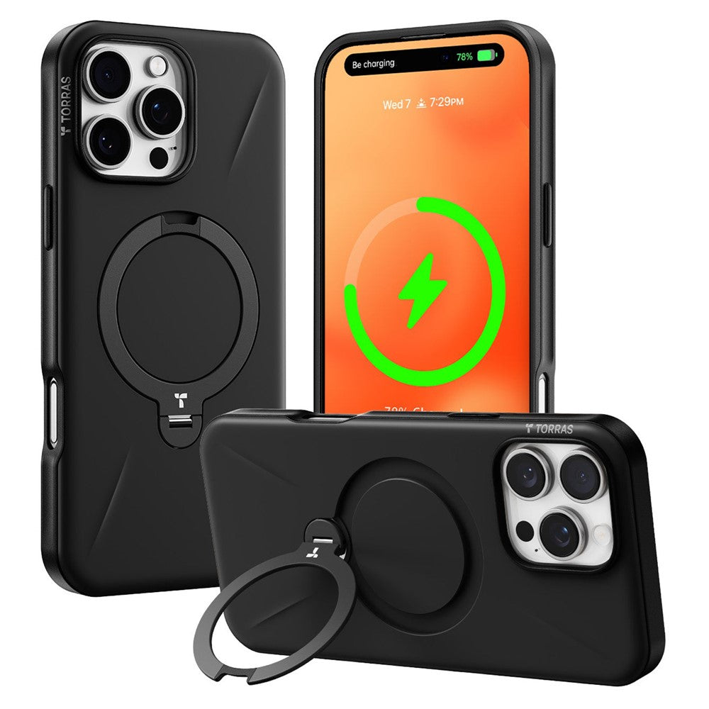 TORRAS Ostand Q3 Silicone Series For iPhone 16 Pro Max Case Kickstand TPU+PC Phone Cover Compatible with Magsafe