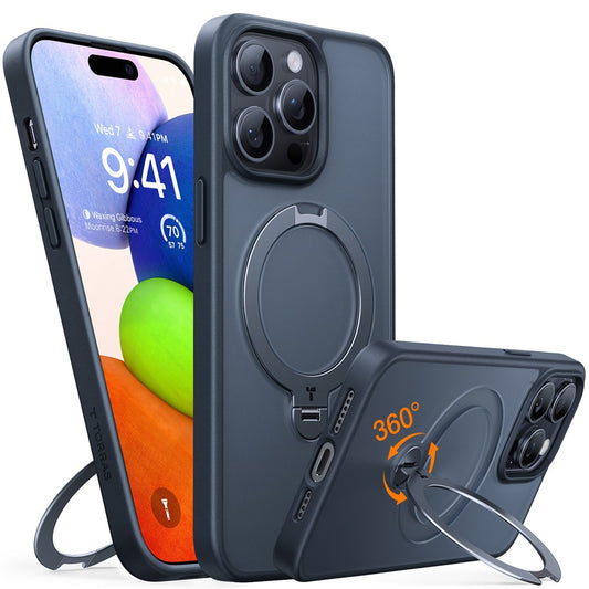 TORRAS Ostand Q3 Spin Series For iPhone 15 Pro Case Compatible with MagSafe Rotating Kickstand PC+TPU Protective Cover