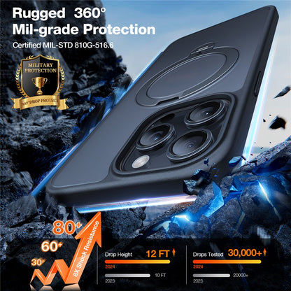 TORRAS Ostand Q3 Spin Series For iPhone 15 Pro Case Compatible with MagSafe Rotating Kickstand PC+TPU Protective Cover