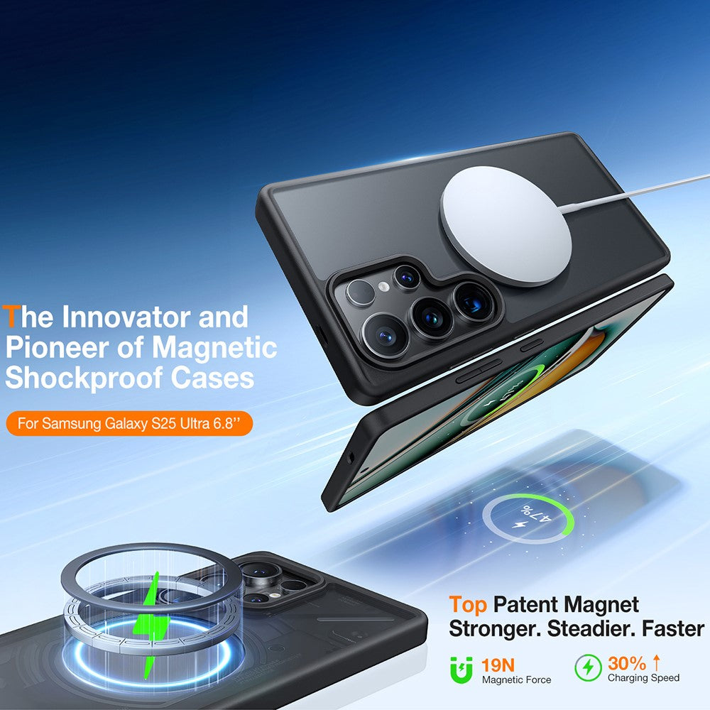 TORRAS Guardian-Mag Series For Samsung Galaxy S25 Ultra Case Compatible with MagSafe Skin-Touch Matte PC + TPU Phone Cover