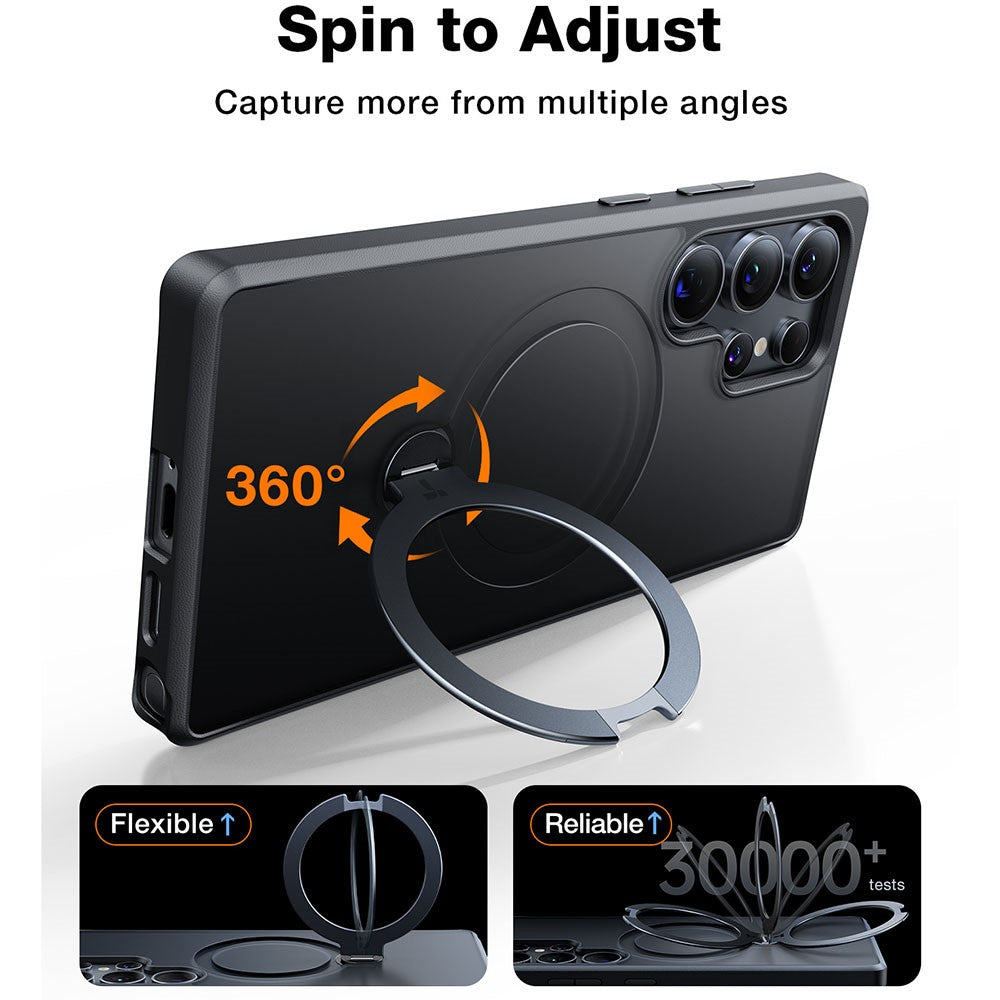 TORRAS Ostand Q3 Spin Series For Samsung Galaxy S25 Ultra Case Compatible with MagSafe Rotating Kickstand PC+TPU Phone Cover