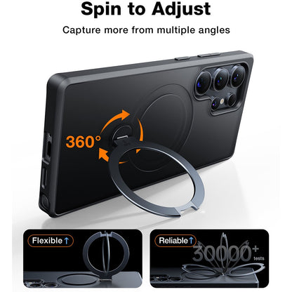 TORRAS Ostand Q3 Spin Series For Samsung Galaxy S25 Ultra Case Compatible with MagSafe Rotating Kickstand PC+TPU Phone Cover