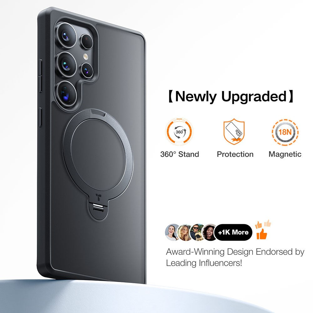 TORRAS Ostand Q3 Spin Series For Samsung Galaxy S25 Ultra Case Compatible with MagSafe Rotating Kickstand PC+TPU Phone Cover