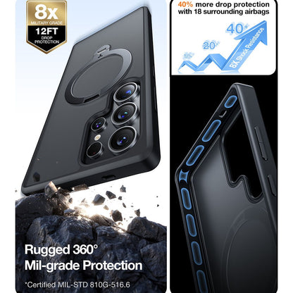 TORRAS Ostand Q3 Spin Series For Samsung Galaxy S25 Ultra Case Compatible with MagSafe Rotating Kickstand PC+TPU Phone Cover