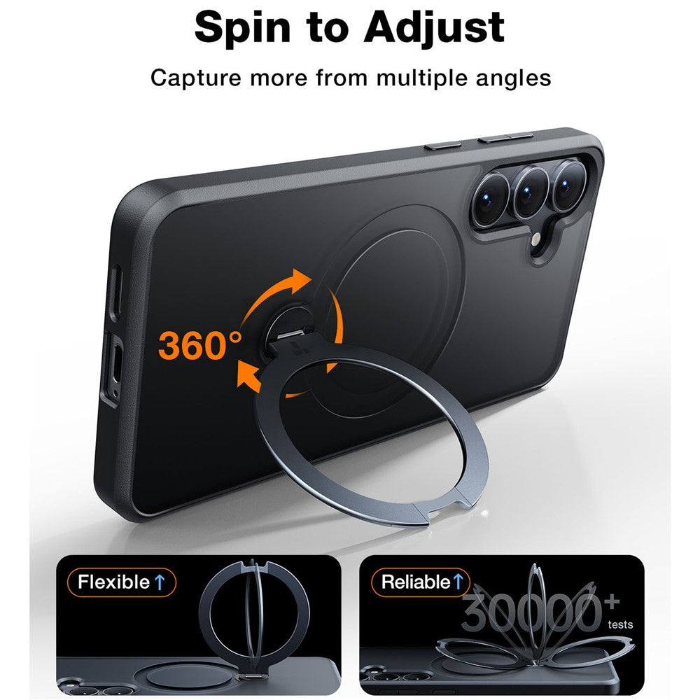 TORRAS Ostand Q3 Spin Series For Samsung Galaxy S25+ Case Compatible with MagSafe Rotating Kickstand PC+TPU Phone Cover