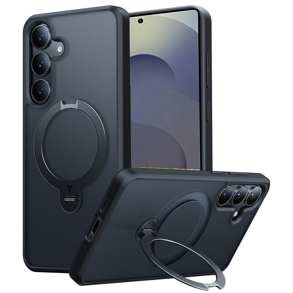 TORRAS Ostand Q3 Spin Series For Samsung Galaxy S25 Case Compatible with MagSafe Rotating Kickstand PC+TPU Phone Cover