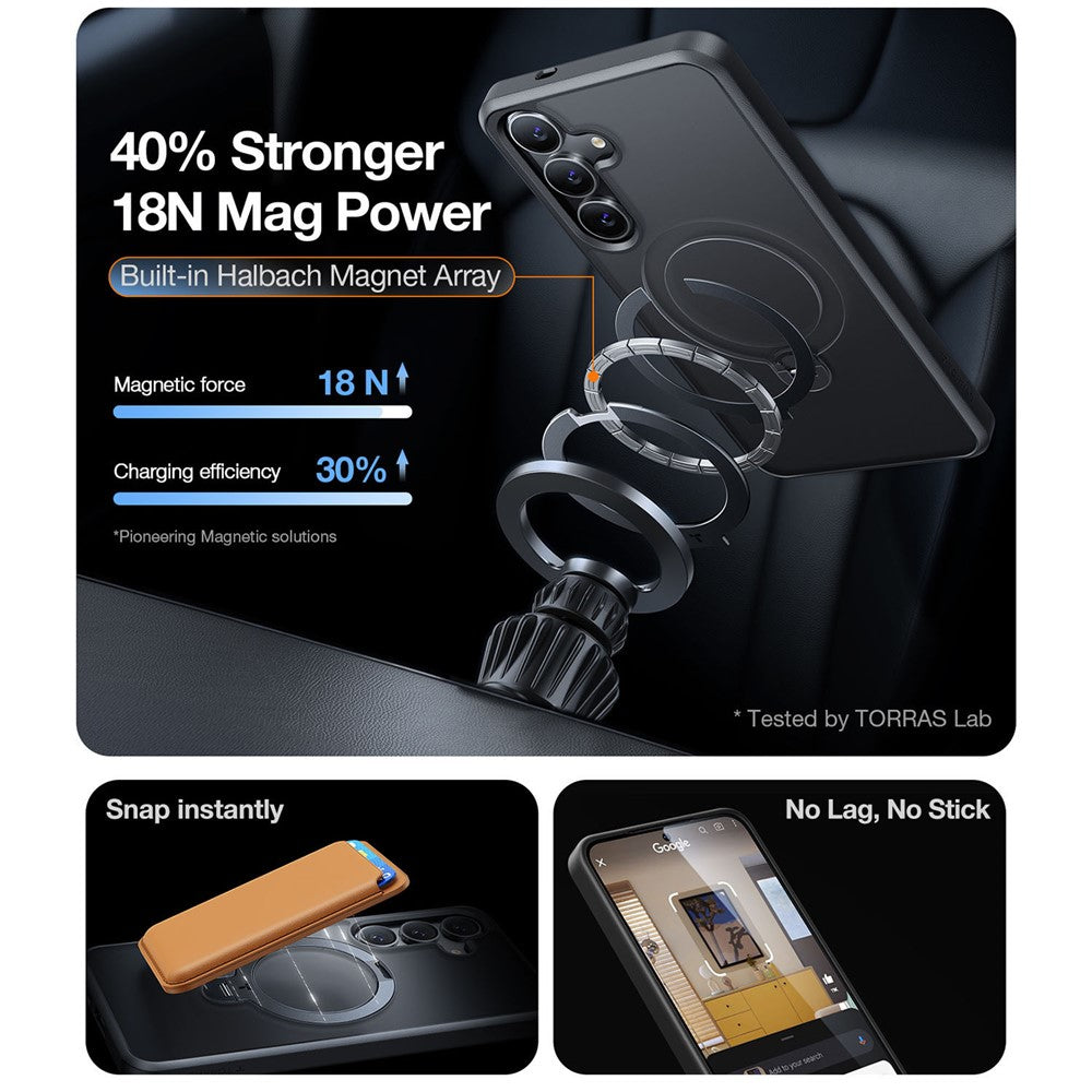 TORRAS Ostand Q3 Spin Series For Samsung Galaxy S25 Case Compatible with MagSafe Rotating Kickstand PC+TPU Phone Cover