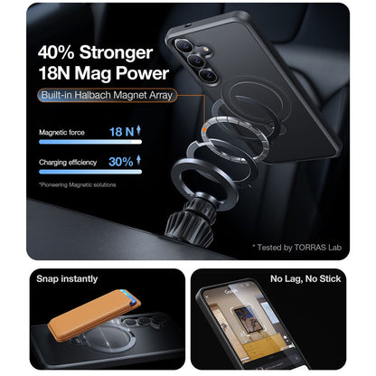 TORRAS Ostand Q3 Spin Series For Samsung Galaxy S25 Case Compatible with MagSafe Rotating Kickstand PC+TPU Phone Cover