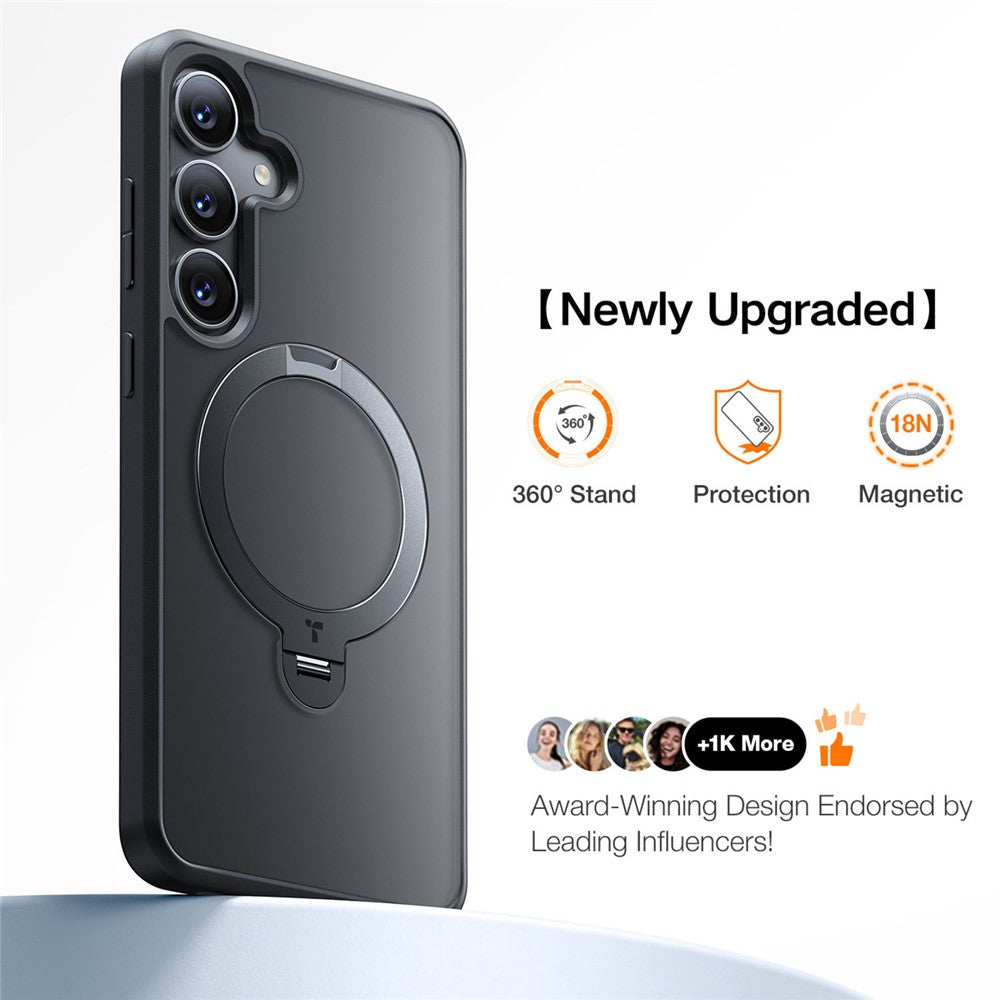 TORRAS Ostand Q3 Spin Series For Samsung Galaxy S25 Case Compatible with MagSafe Rotating Kickstand PC+TPU Phone Cover