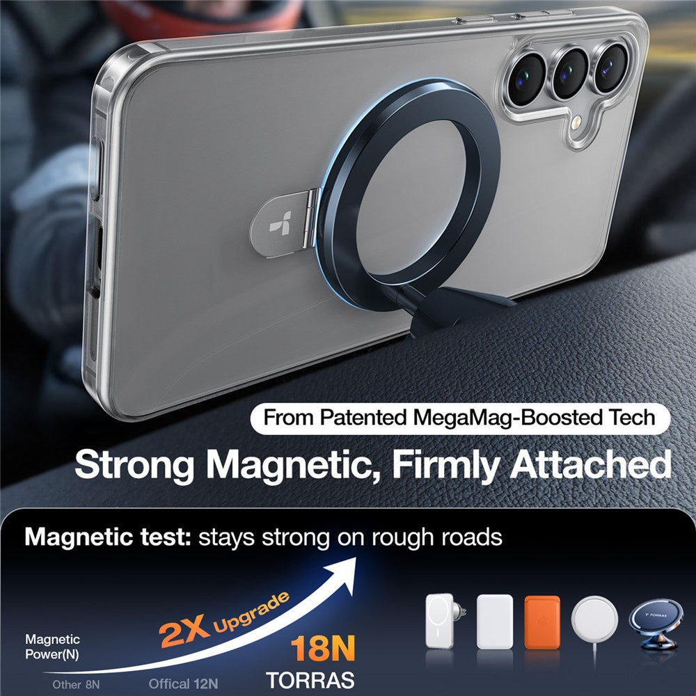 TORRAS Ostand Q1 Guardian Series for Samsung Galaxy S25+ Case Compatible with MagSafe Kickstand TPU+PC Phone Cover