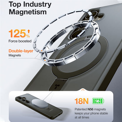 TORRAS Ostand Q1 Guardian Series for Samsung Galaxy S25 Case Compatible with MagSafe Kickstand TPU+PC Phone Cover