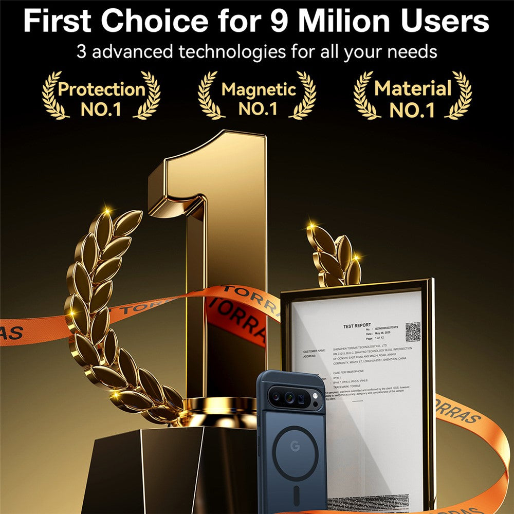 TORRAS Guardian-Mag Series For Google Pixel 9 Pro XL Case Compatible with MagSafe Skin-Touch Matte PC + TPU Phone Cover