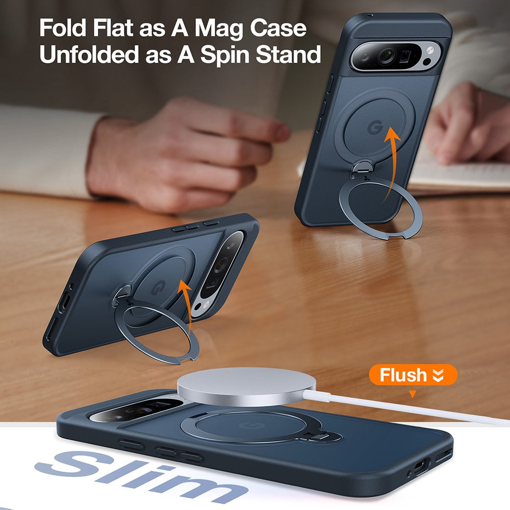 TORRAS Ostand Q3 Spin Series For Google Pixel 9 Pro XL Case Compatible with MagSafe Rotating Kickstand PC + TPU Phone Cover