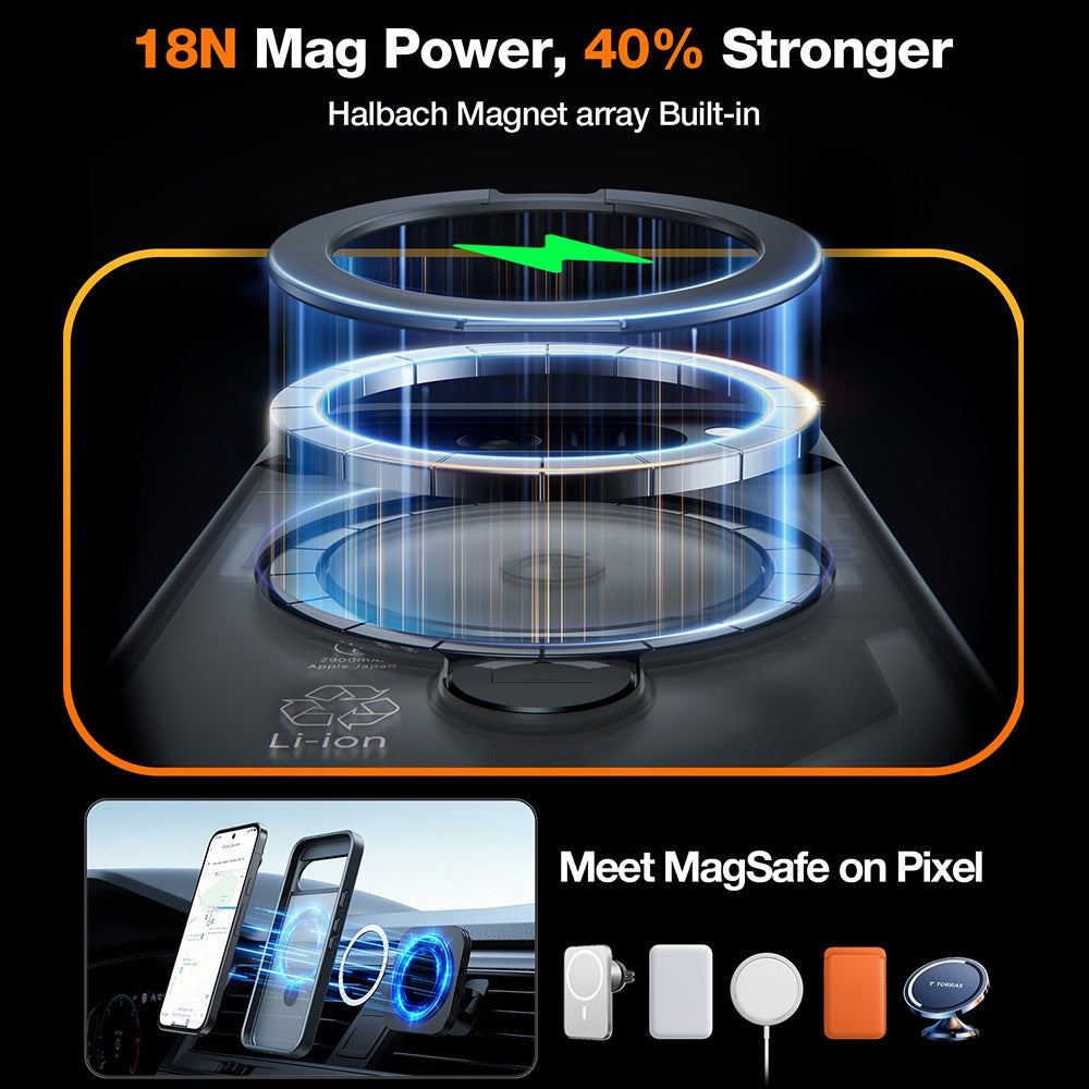 TORRAS Ostand Q3 Spin Series For Google Pixel 9 Pro XL Case Compatible with MagSafe Rotating Kickstand PC + TPU Phone Cover