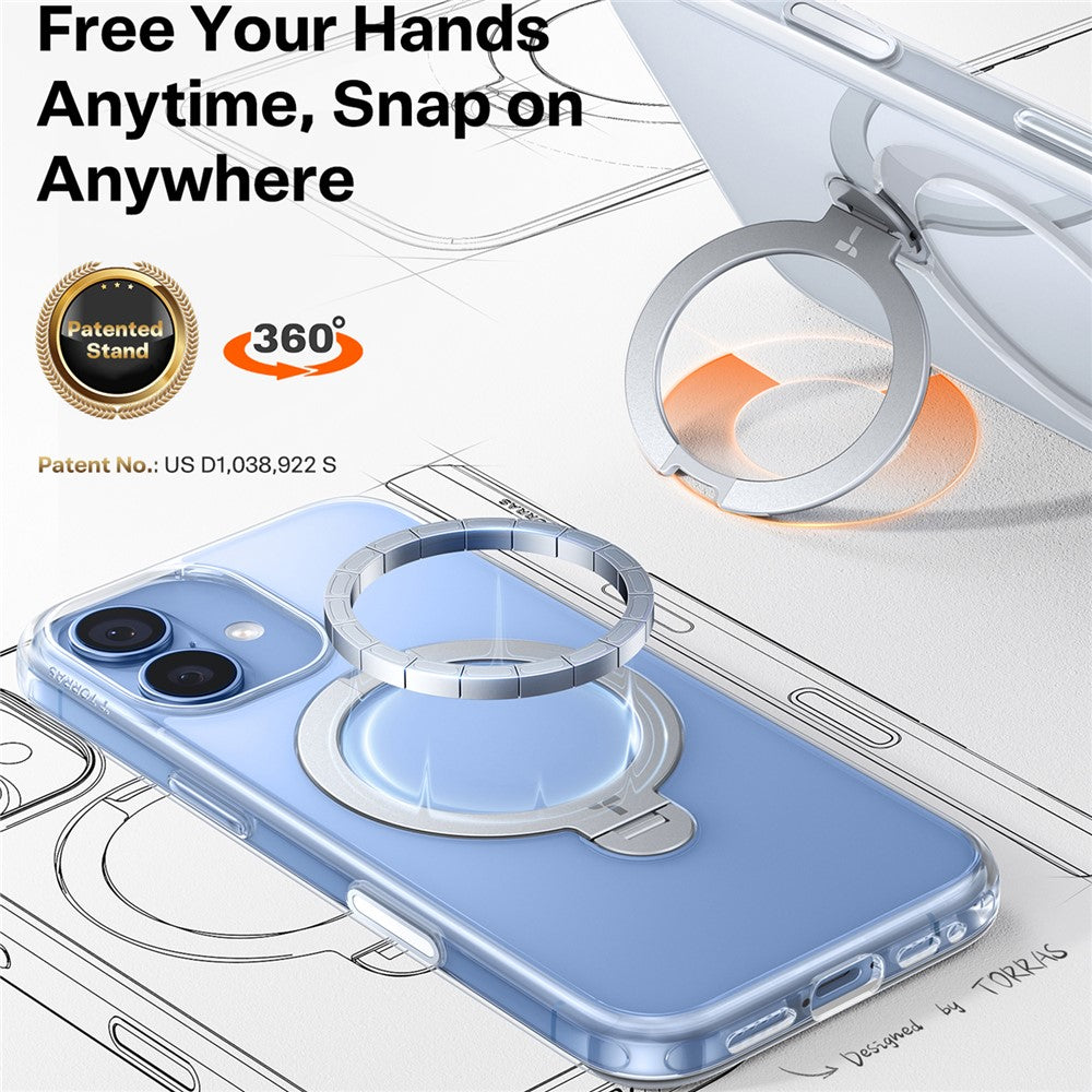 TORRAS Ostand Q3 Spin Series For iPhone 17 Case Magnetic Rotating Kickstand PC + TPU Phone Cover
