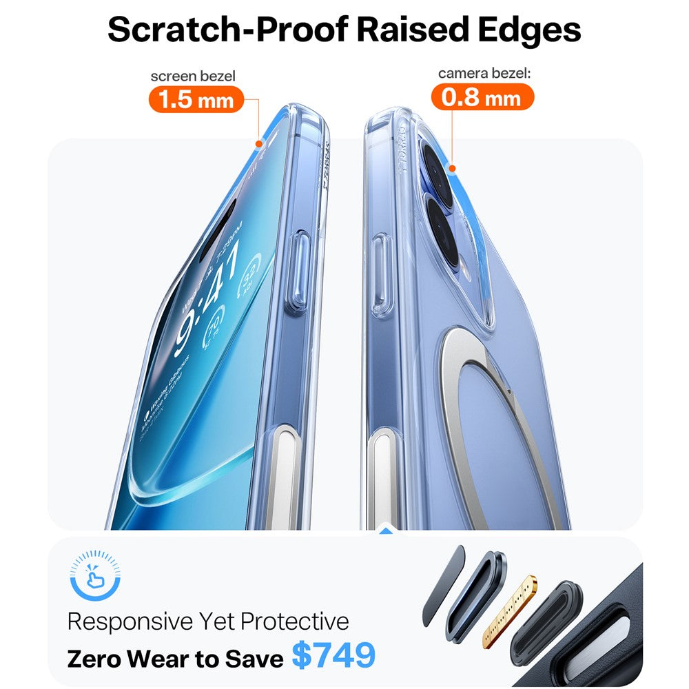 TORRAS Ostand Q3 Spin Series For iPhone 17 Case Magnetic Rotating Kickstand PC + TPU Phone Cover