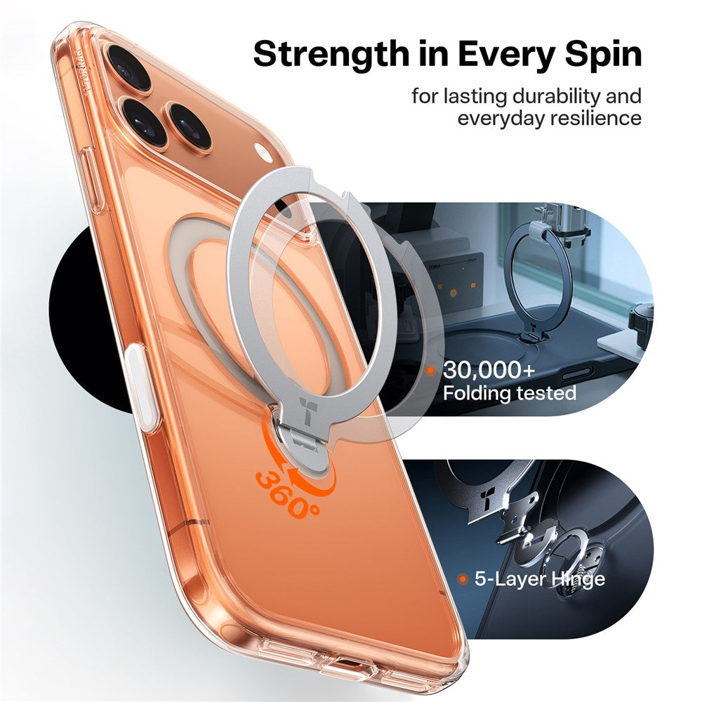 TORRAS Ostand Q3 Spin Series For iPhone 17 Pro Case Magnetic Rotating Kickstand PC + TPU Phone Cover