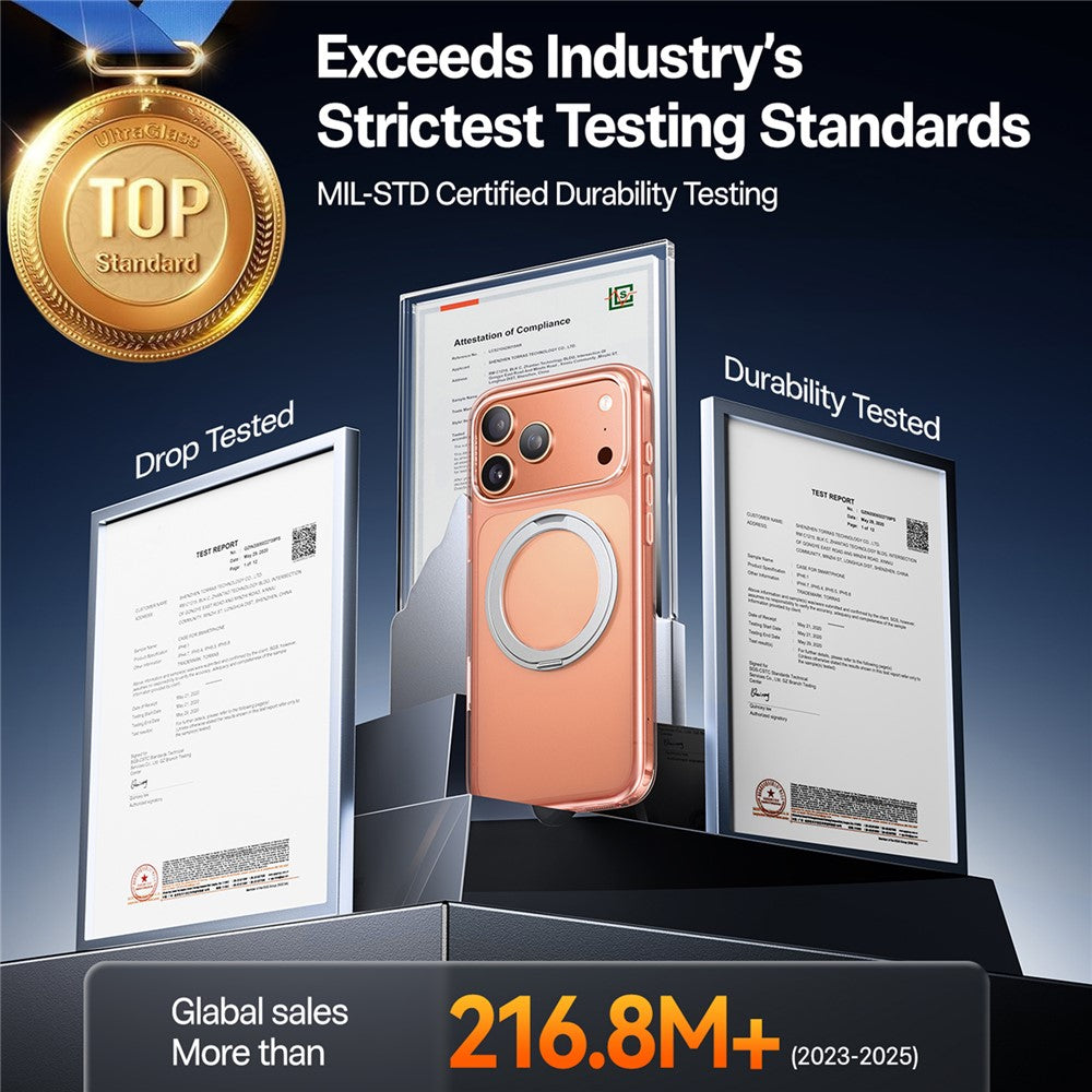 TORRAS Ostand O1 Guardian Series For iPhone 17 Pro Magnetic Case Rotating Kickstand TPU + PC Phone Cover