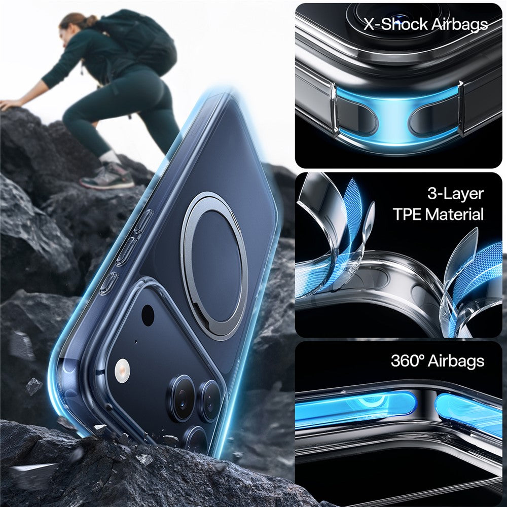 TORRAS Ostand O1 Guardian Series For iPhone 17 Pro Magnetic Case Rotating Kickstand TPU + PC Phone Cover