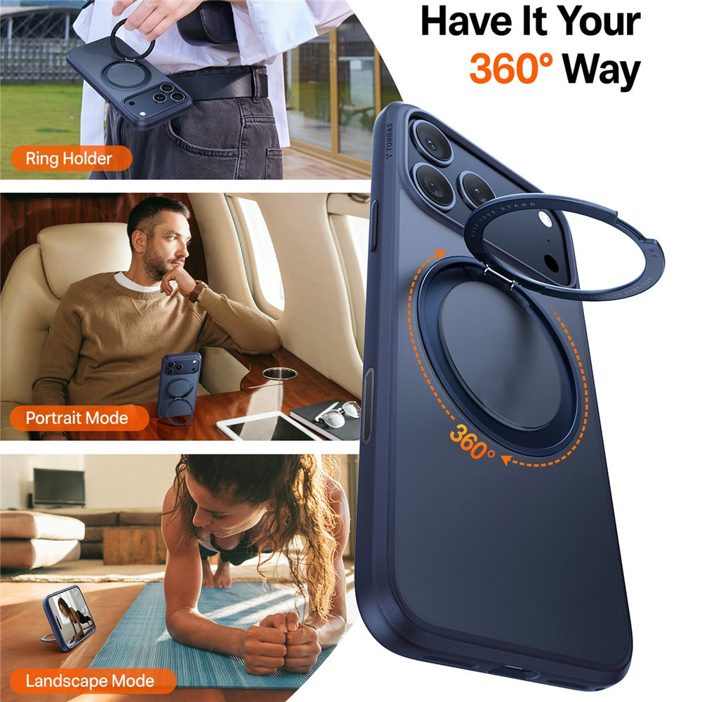TORRAS Ostand O1 Guardian Series For iPhone 17 Pro Max Magnetic Case Rotating Kickstand TPU + PC Phone Cover