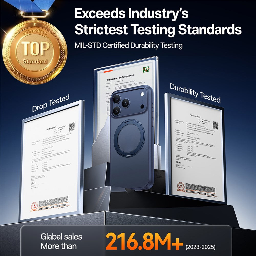 TORRAS Ostand O1 Guardian Series For iPhone 17 Pro Max Magnetic Case Rotating Kickstand TPU + PC Phone Cover