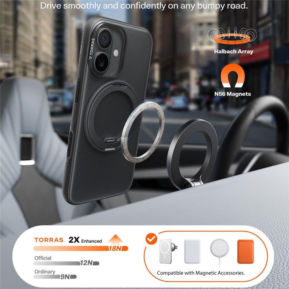 TORRAS Ostand O3 Fitness Series For iPhone 17 Case Compatible with MagSafe TPU PC Kickstand Phone Cover