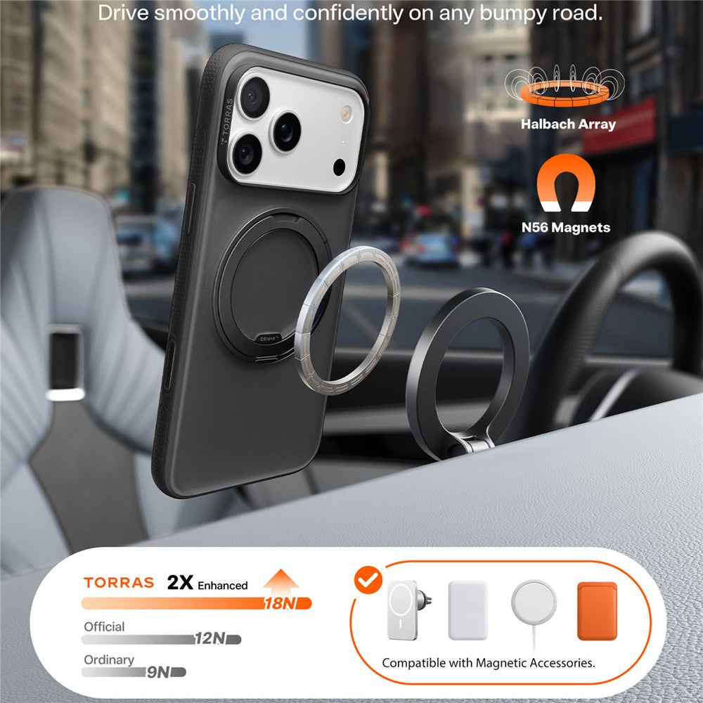 TORRAS Ostand O3 Fitness Series For iPhone 17 Pro Max Case Compatible with MagSafe TPU PC Kickstand Phone Cover