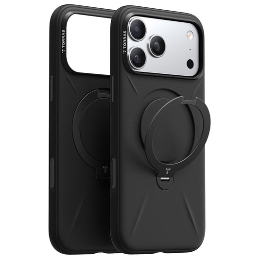 TORRAS Ostand Q3 Silicone Series For iPhone 17 Pro Max Case Magnetic Ring Kickstand Liquid Silicone + PC Phone Cover