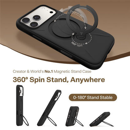 TORRAS Ostand Q3 Silicone Series For iPhone 17 Pro Max Case Magnetic Ring Kickstand Liquid Silicone + PC Phone Cover