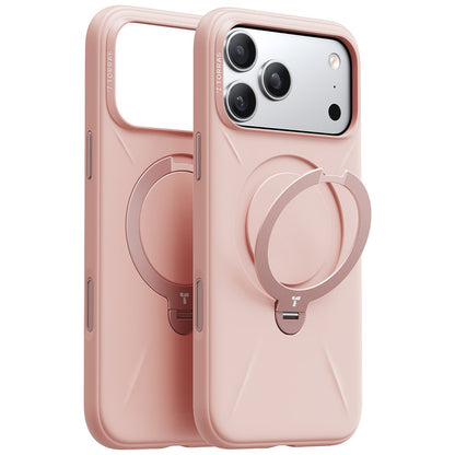 TORRAS Ostand Q3 Silicone Series For iPhone 17 Pro Max Case Magnetic Ring Kickstand Liquid Silicone + PC Phone Cover