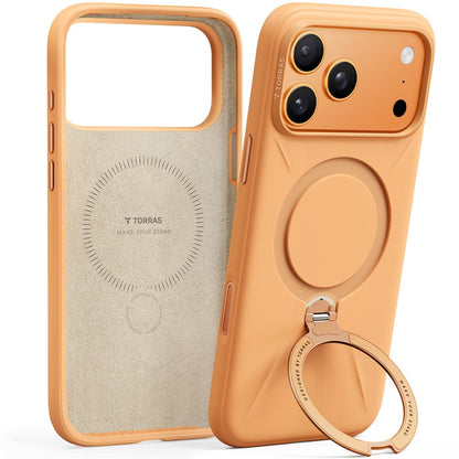 TORRAS Ostand Q3 Silicone Series For iPhone 17 Pro Max Case Magnetic Ring Kickstand Liquid Silicone + PC Phone Cover