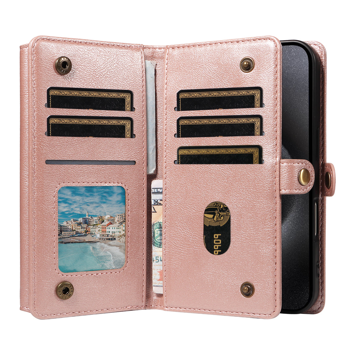 For iPhone 15 Pro Case YIKATU YK-008 Zipper Wallet Leather Phone Cover with Shoulder Strap