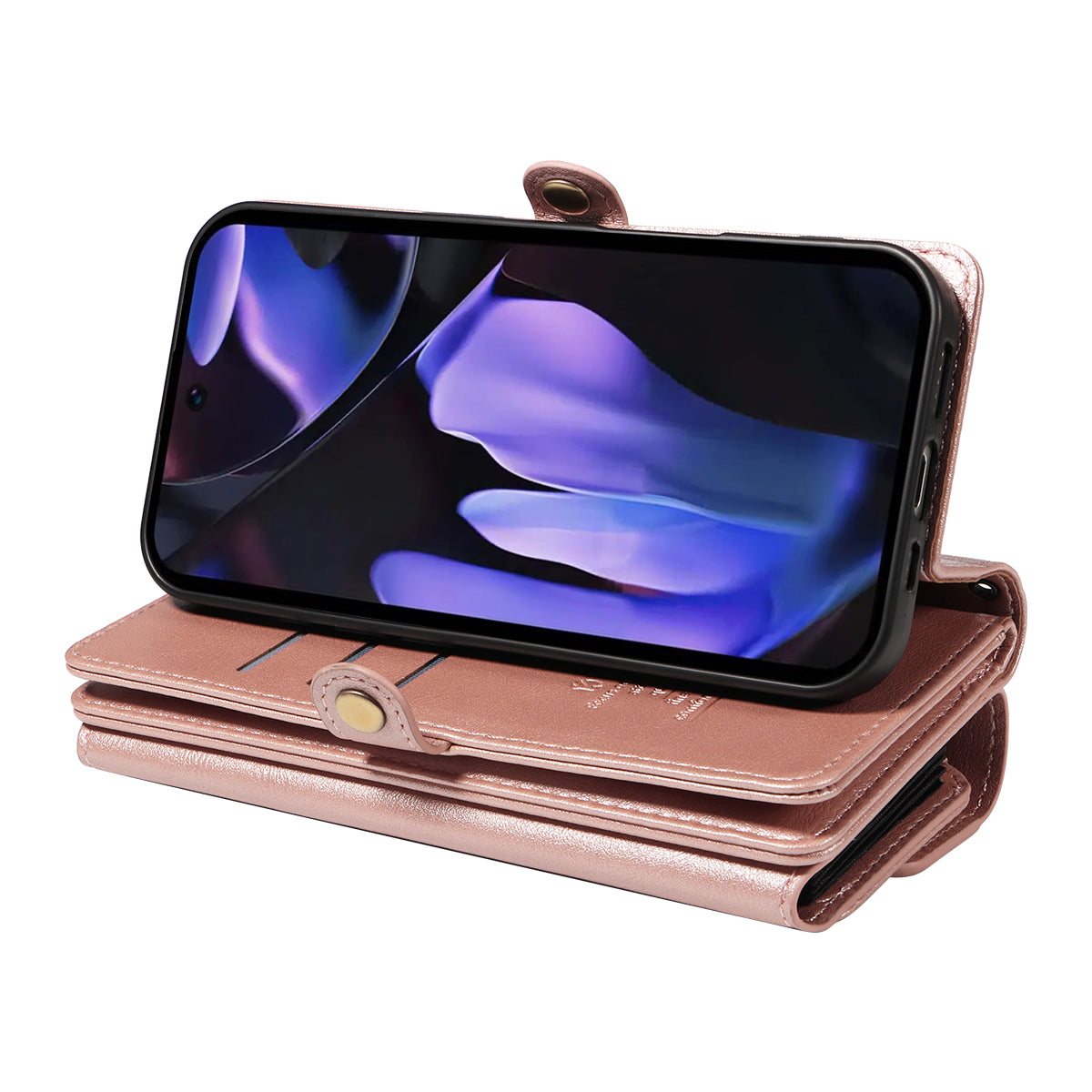 For Google Pixel 9a Case YIKATU YK-008 Zipper Wallet Leather Phone Cover with Shoulder Strap