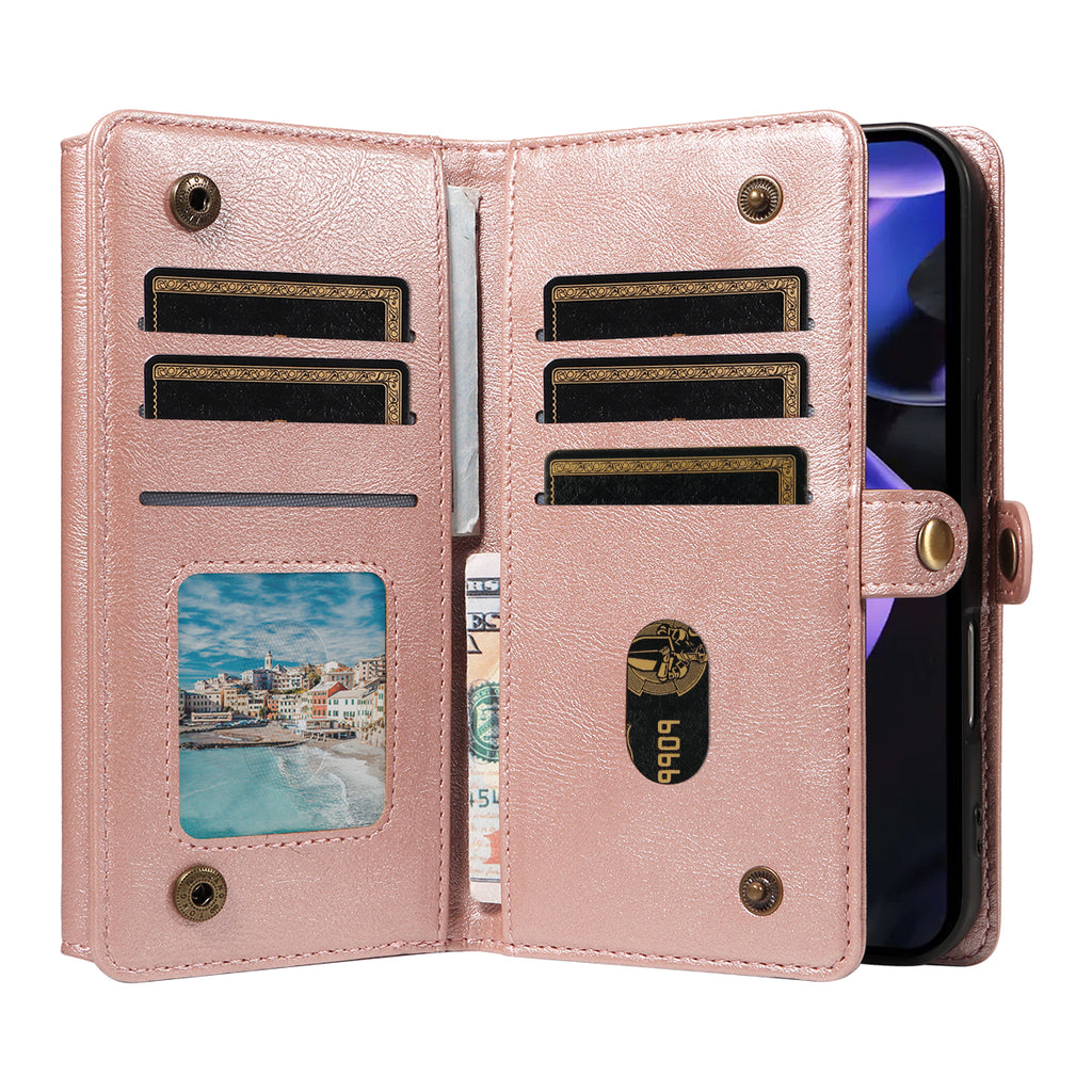 For Google Pixel 9a Case YIKATU YK-008 Zipper Wallet Leather Phone Cover with Shoulder Strap